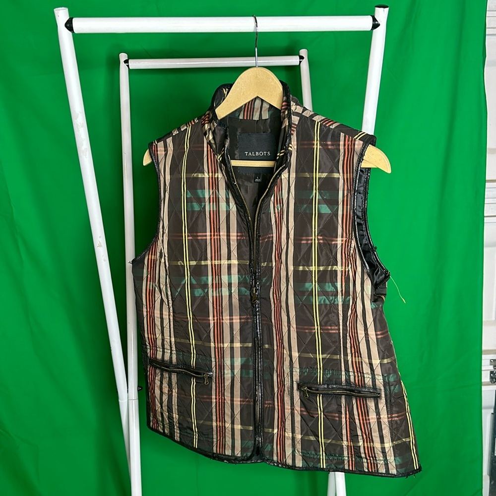 Women’s Brown Plaid Vest, Talbots